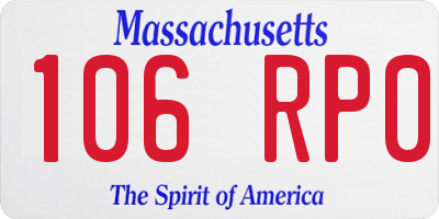 MA license plate 106RP0