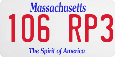 MA license plate 106RP3