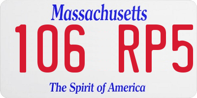 MA license plate 106RP5