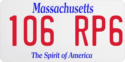 MA license plate 106RP6