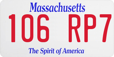 MA license plate 106RP7