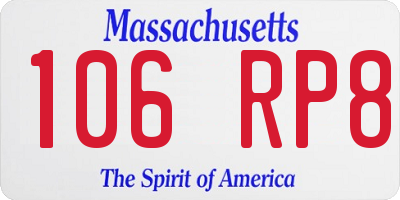 MA license plate 106RP8