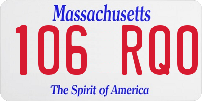 MA license plate 106RQ0