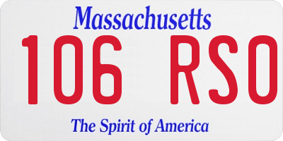 MA license plate 106RS0