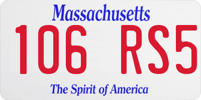 MA license plate 106RS5