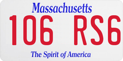 MA license plate 106RS6