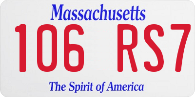 MA license plate 106RS7