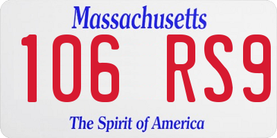 MA license plate 106RS9