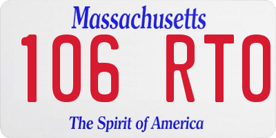 MA license plate 106RT0