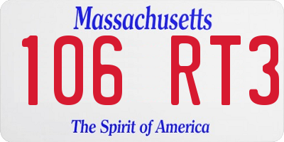 MA license plate 106RT3