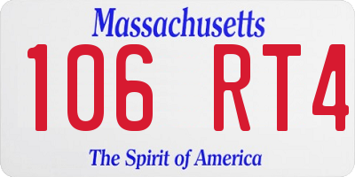 MA license plate 106RT4