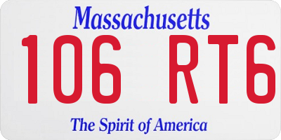 MA license plate 106RT6
