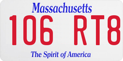 MA license plate 106RT8