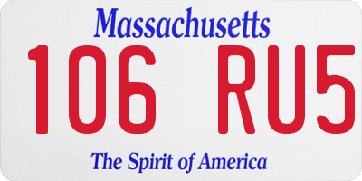 MA license plate 106RU5