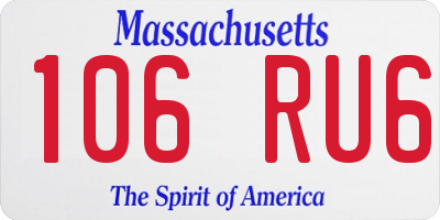 MA license plate 106RU6