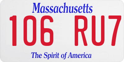 MA license plate 106RU7