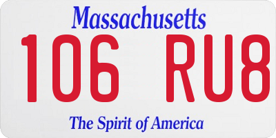 MA license plate 106RU8