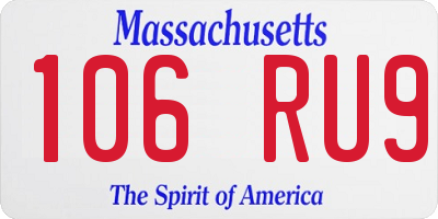 MA license plate 106RU9