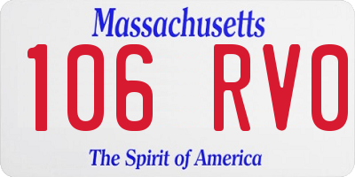 MA license plate 106RV0