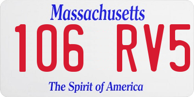 MA license plate 106RV5