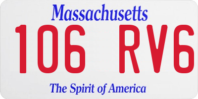 MA license plate 106RV6