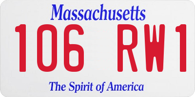 MA license plate 106RW1