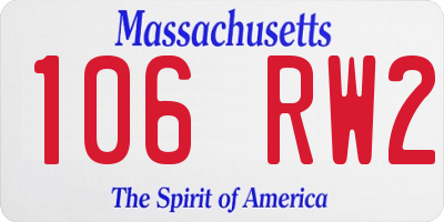 MA license plate 106RW2