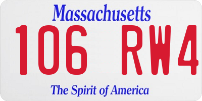 MA license plate 106RW4