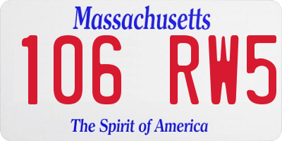 MA license plate 106RW5