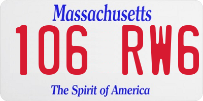 MA license plate 106RW6