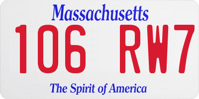 MA license plate 106RW7