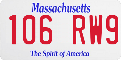 MA license plate 106RW9