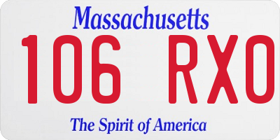 MA license plate 106RX0