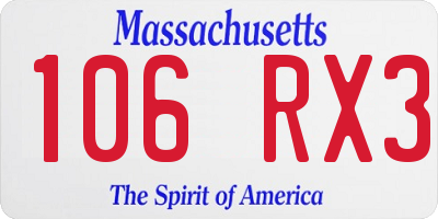 MA license plate 106RX3