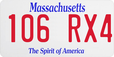 MA license plate 106RX4