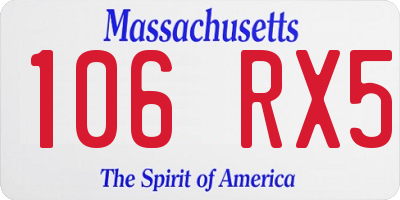 MA license plate 106RX5