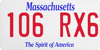 MA license plate 106RX6
