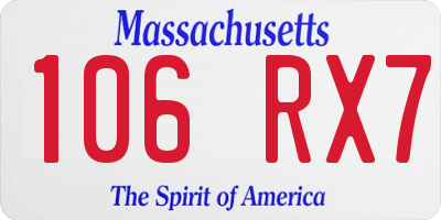 MA license plate 106RX7