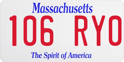 MA license plate 106RY0