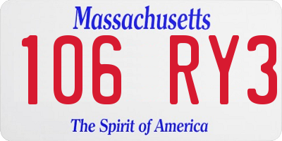 MA license plate 106RY3