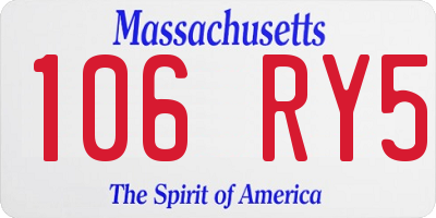 MA license plate 106RY5