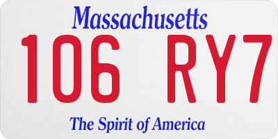 MA license plate 106RY7