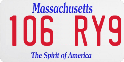 MA license plate 106RY9