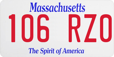 MA license plate 106RZ0