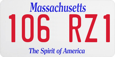 MA license plate 106RZ1