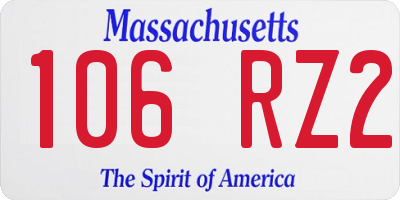 MA license plate 106RZ2