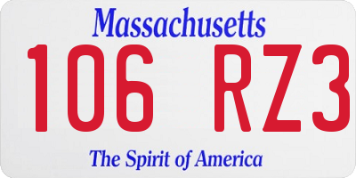 MA license plate 106RZ3