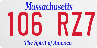 MA license plate 106RZ7