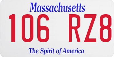 MA license plate 106RZ8