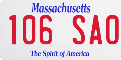 MA license plate 106SA0